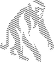 Monkey crouching line art primate outline illustration, Minimalist monkey animal black line drawing © jakircreativedesign