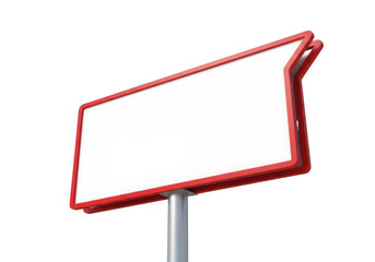 A red and white sign on a metal pole