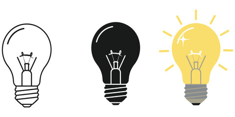 Naklejka premium Light bulb idea silhouette illustration, innovation concept artwork, creativity inspiration design tribute, business solution theme, bright thinking flat vector illustration