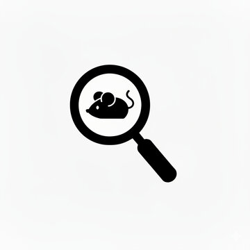 A flat pictogram illustration of a magnifying glass representing search functionality