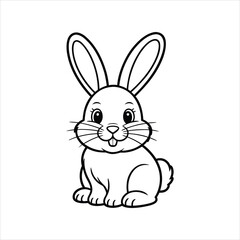 Fototapeta premium Cute cartoon rabbit with big ears and happy expression