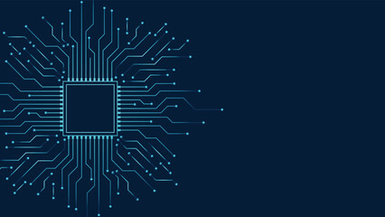 CPU Processor Electronic Circuit Connection Futuristic Technology Background Vector Illustration