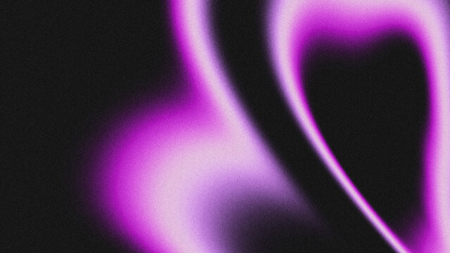 Abstract grainy purple gradient background with a glowing heart shape, featuring soft neon light and noise texture.