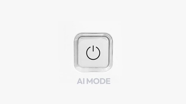 Futuristic AI Mode activation video with power button Illumination transitions, 4k animation