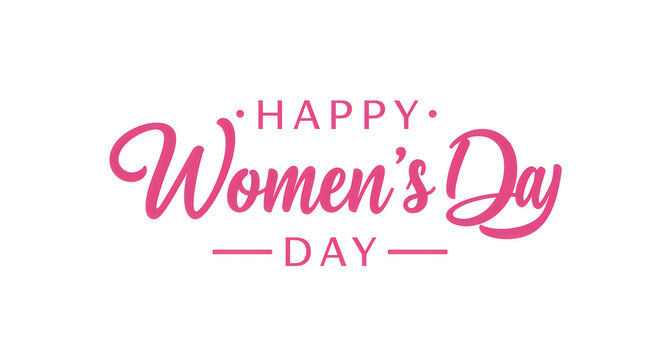 Happy women's day greeting with pink text