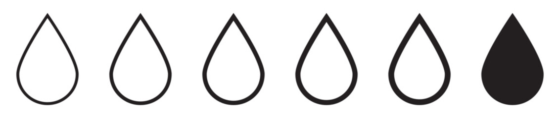 Drop Icon Set, Solid and Line Style for Water, Liquid and Fluid Design