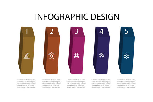 3d block layered infographic template with 5 steps . Modern infographic design template. Vector illustration for presentation. 