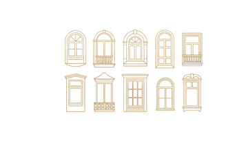 Naklejka premium Window vector icons set in a modern minimalist style for architecture design