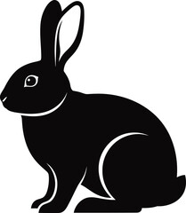 Obraz premium A black silhouette of a sitting rabbit with long ears