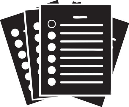 Ballot paper silhouette, Black ballot paper silhouette vector, isolated on white background.