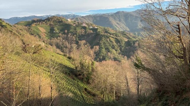 A view from an electricity pole in Turkey of the Kackar Mountains and nearby villages in the city of Rize.