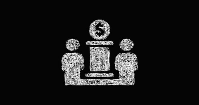 Sketch private equity icon animation - smooth progressive reveal