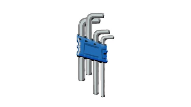 2D Animated Allen Keys Set for Mechanical Assembly