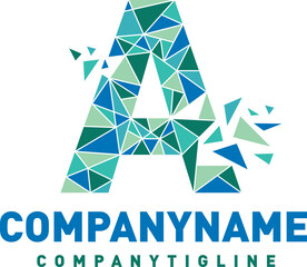 The letter A made of triangles