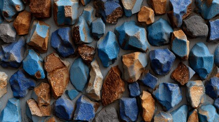 Close-up of colorful abstract rocks with varied shapes, texture, and hues