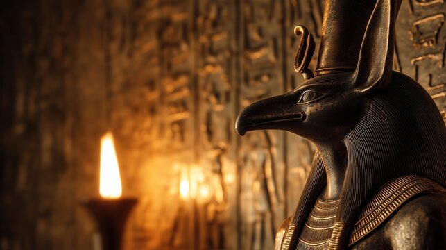 Ancient Egyptian Anubis Sculpture with Background Light