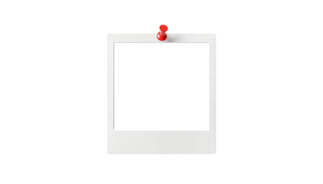 A Polaroid photo mockup frame pinned with a red thumbtack