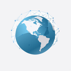 Fototapeta premium Global network connection concept on planet earth representation