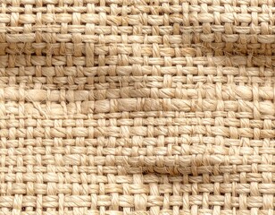 Detailed Close Up of Woven Burlap Fabric with Natural Tones
