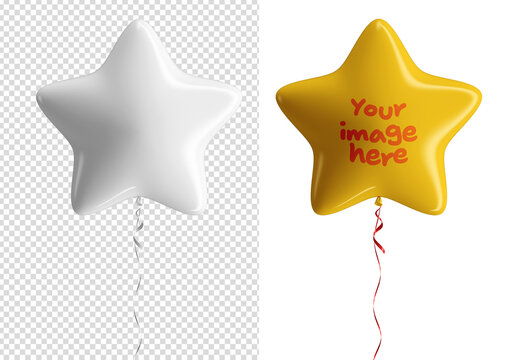 Helium Star Balloon Mockup Isolated