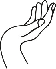 Simple line art drawing of a cupped hand gesture