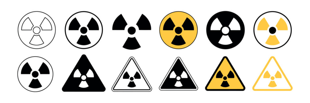Radiation Hazard Icons - Professional Nuclear Danger Signs and Caution Symbols for Laboratory Safety and Industrial Warning