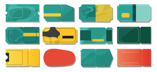 Ticket vector template set. various shapes of event ticket, concert ticket, sport ticket