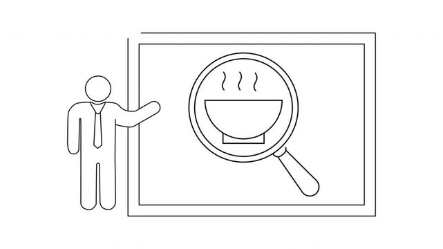 Food Presentation - Line Art Illustration of a Person Presenting Food.