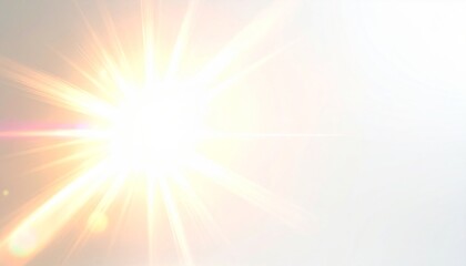 Fototapeta premium Bright Star Flare of White Light in Corner on Gray Background