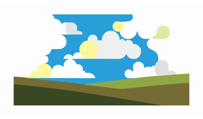 Fototapeta premium Minimal Geometric Sky and Cloud Vector Background Design on White