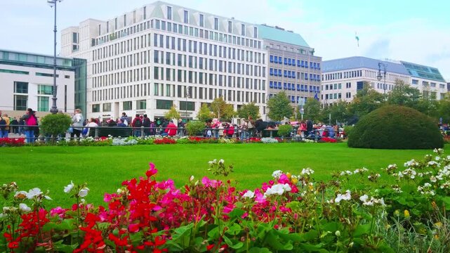 The flower beds in Pariser Platz park, Berlin, Germany