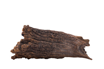 Obraz premium A weathered piece of wood, its jagged edges and textured surface tell tales of nature's resilience and the passage of time. This rustic sits alone, evoking a sense of forgotten histories and 