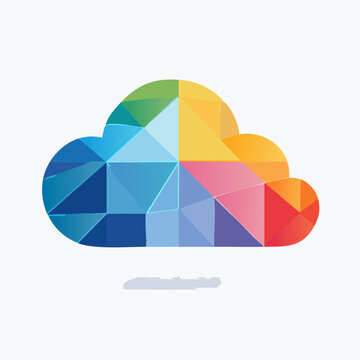 A vibrant geometric cloud icon representing digital technology and creative concepts