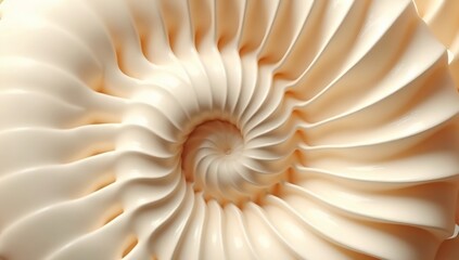 Close-up Macro View of a Nautilus Shells Fibonacci Spiral Pattern.