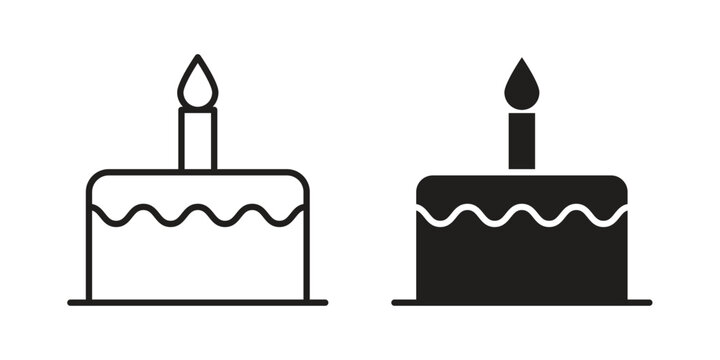 Cake birthday icon vector isolated on white background. Simple icon set.