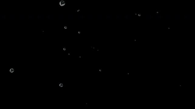 Floating water bubbles overlay with underwater air bubbles background