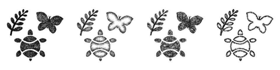Naklejka premium Sketch biodiversity icon design set