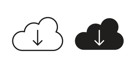 Obraz premium Cloud download icon vector isolated on white background. Simple icon set.