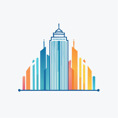 Obraz premium A vibrant, modern cityscape illustration showcasing dynamic architectural forms and urban development progress
