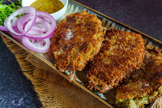 Lote Fish Fry with Mustard and Onion Slices | Crispy Bombay Duck Fry | Golden Fried Fish Snack | Traditional Indian Seafood Street Food