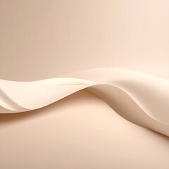 Obraz premium Abstract Curved Cream Color Fabric Wave on a Beige Background