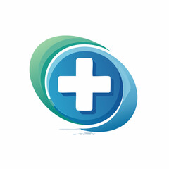 Fototapeta premium Abstract blue cross icon representing health and medical services in a modern design