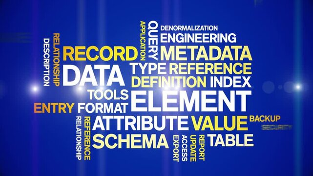 Data Element animated word cloud-text design animation tag kinetic typography seamless loop.