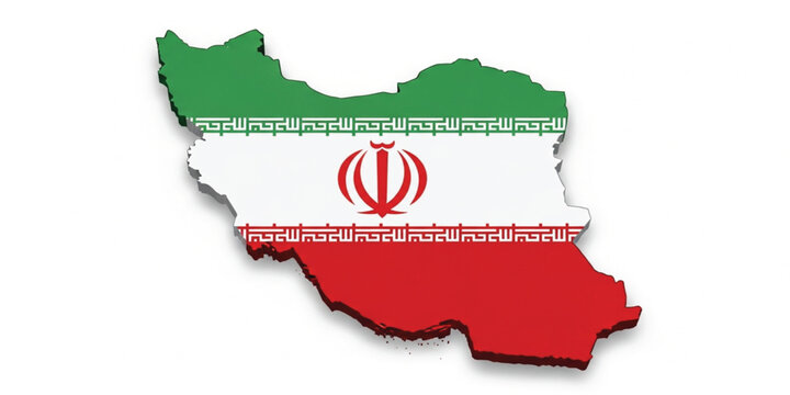 Iran Map with National Flag Colors and Emblem in 3D Style for Geography, Political Borders, Travel Concept, and Middle East Country Design