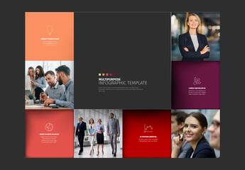 Business Multipurpose Infographic Template with Corporate People Portrait Photos Placeholders