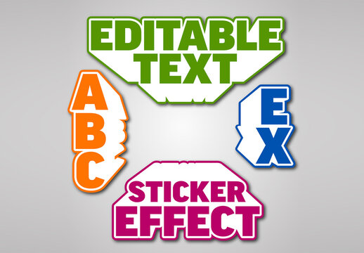 Colorful Editable Text Sticker Label Effect Graphic Design Elements
