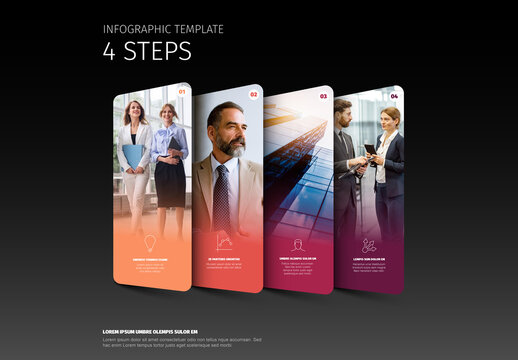 Business Infographic Template with 4 Steps and Photo placeholders