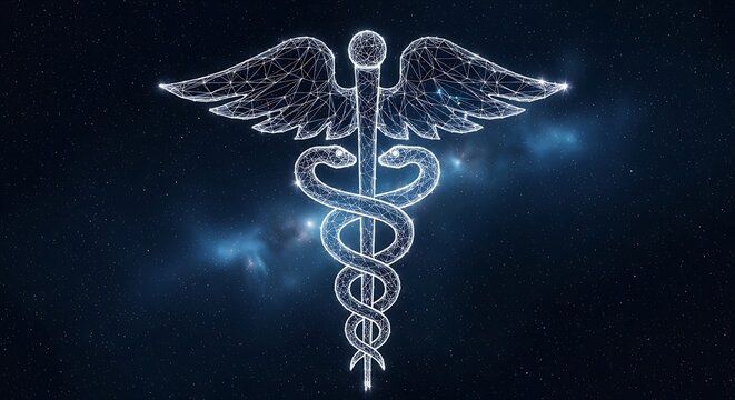 Medical symbol with galaxy.