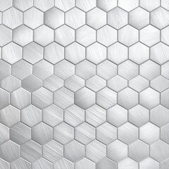 Fototapeta premium Silver Metal Hexagon Tile Pattern Shiny Texture Background Geometric Design