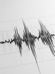 Seismic activity graph on a white background showing earthquake waves